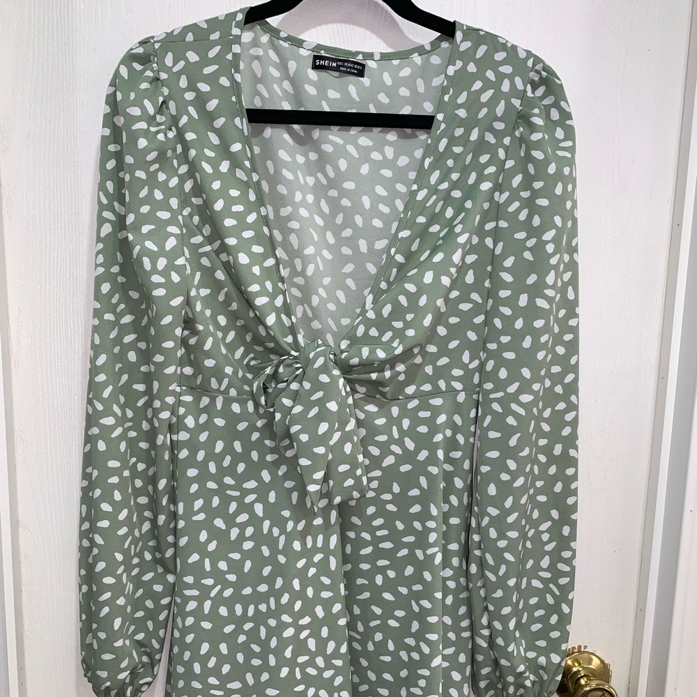 SHIEN long sleeve knot tie dress